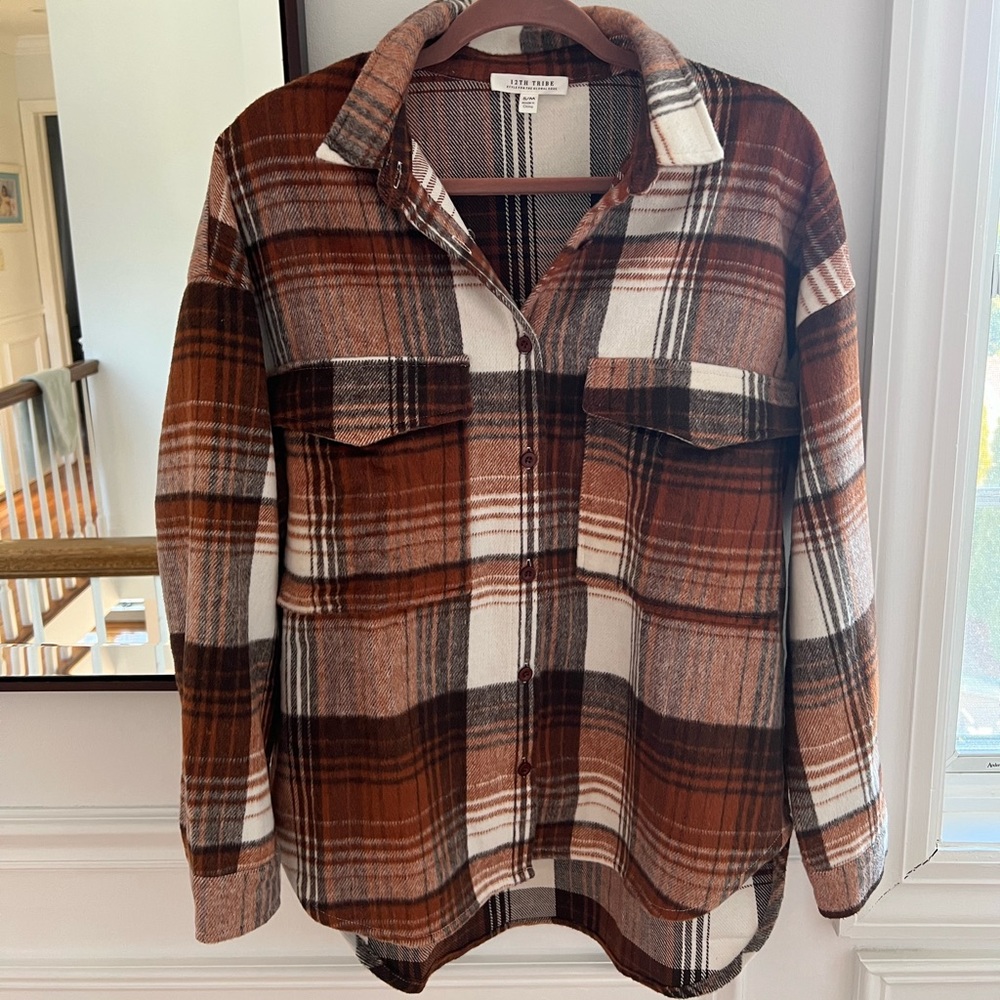 Plaid flannel oversized shacket